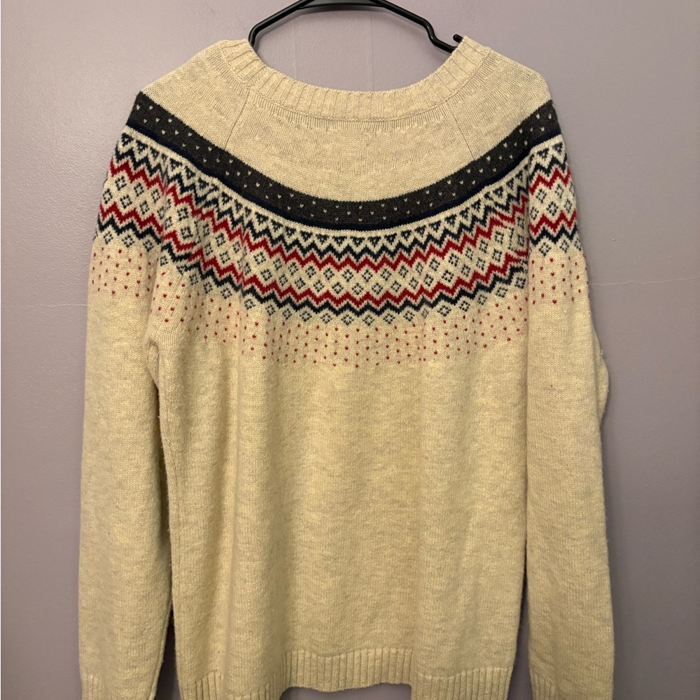 Duluth trading company wool blend nordic sweater XL Fair Isle Cabin 75% Wool - Picture 5 of 6